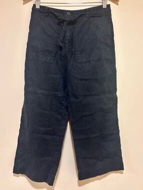 Linden Hill Womens Linen Casual Pants in Black Size 8